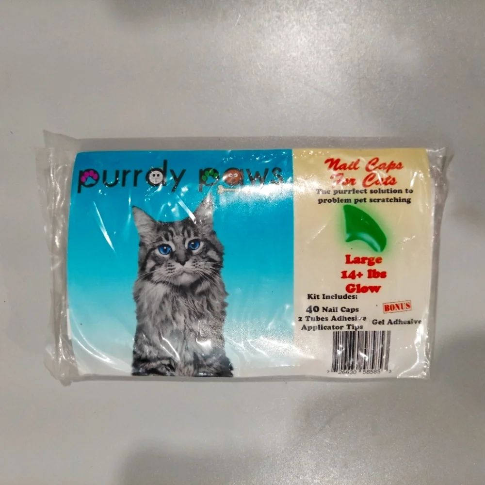 BRAND NEW PURRDY PAWS GLOW IN THE DARK NAIL CAPS FOR LARGE 14LB+ SAFE & HUMANE